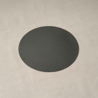 Round Placemat Pair in black leather