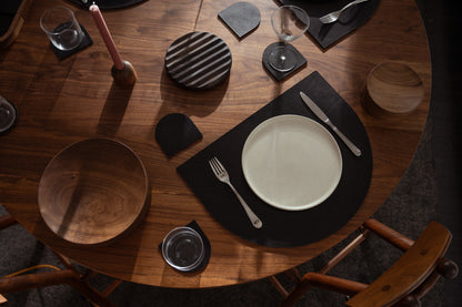 Arch Placemat Pair in black leather